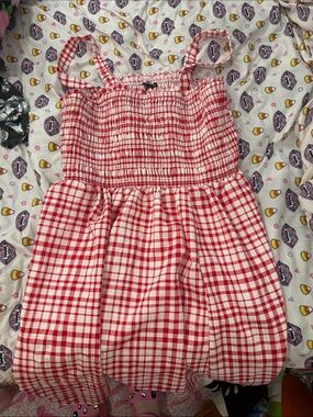 torrid Red and White Gingham Smocked Sundress